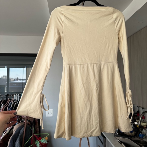 Oh Polly Baize Ivory Square Neck Long Sleeve Mini Dress NWT Size 8 - Picture 9 of 15